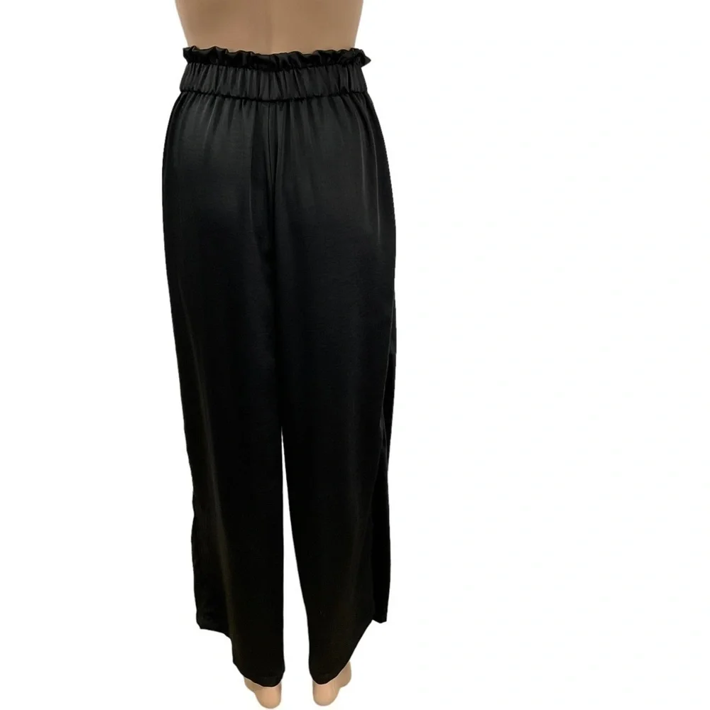 SAVVI Penny Satin Pants black wide leg size small - Picture 4 of 10